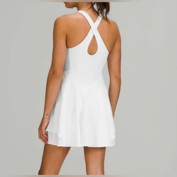Lululemon Court Crush Tennis Dress White Built in Bra Size 10 - Picture 2 of 8